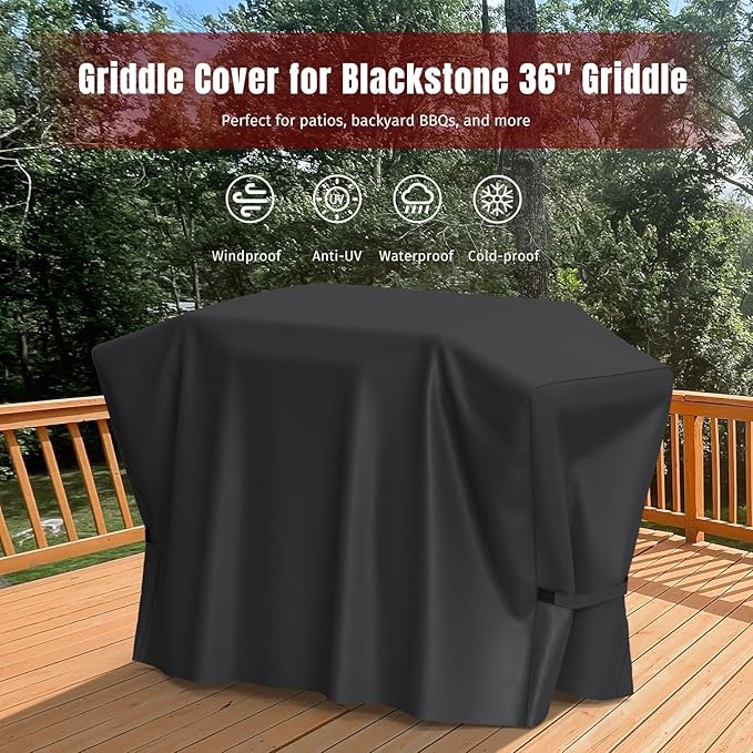 SHINESTAR Griddle Cover for Blackstone 36 Inch Griddle with Hood, Heavy Duty 5482 Flat Top Grill Cover with Velcro, Waterproof & UV-Resistant BBQ Cover for Blackstone 4 Burner Grill