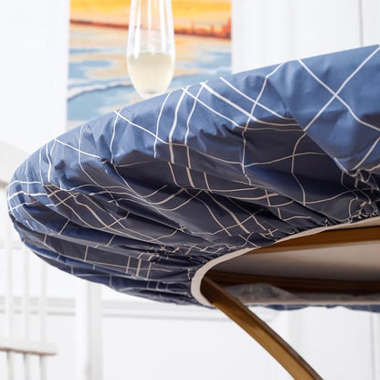 Walrus Round Vinyl Fitted Tablecloth with Flannel Backing Elastic Edge Design Table Cover Waterproof Oil-Proof PVC Table Cloth Stain-Resistant Best for 57"-66" Round