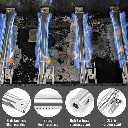 Utheer Grill Replacement Parts for Nexgrill 4 Burner 720-0830H 720-0783E 720-0888 720-0888N, Nexgrill Replacement Parts 4 Burner Included 4 Grill Burner Tube, 4 Heat Plates Shield Tent, 4 Ignitors