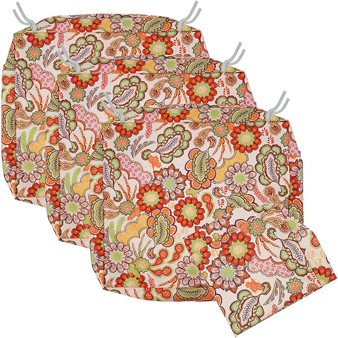NettyPro Patio Cushion Covers Replacement Set 4 Water Repellent UV Resistant Outdoor Cushion Slipcover with Zipper and Tie, 20 x 18 x 4 Inch, Pop Paisley