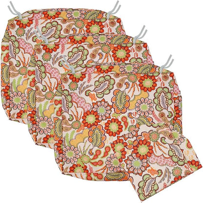 NettyPro Patio Cushion Covers Replacement Set 4 Water Repellent UV Resistant Outdoor Cushion Slipcover with Zipper and Tie, 20 x 18 x 4 Inch, Pop Paisley