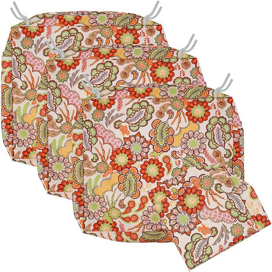 NettyPro Patio Cushion Covers Replacement Set 4 Water Repellent UV Resistant Outdoor Cushion Slipcover with Zipper and Tie, 20 x 18 x 4 Inch, Pop Paisley