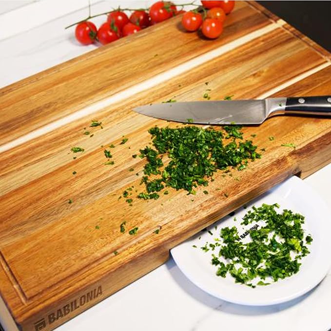 XXL Acacia Cutting Board for Kitchen 24 x 15 Inch (ExtraThick 1.6") Non Toxic Wood Chopping Board for Meat, Cheese, Wooden Charcuterie Boards with Handle, Hardwood Butcher Block (Oil & Plate Included)