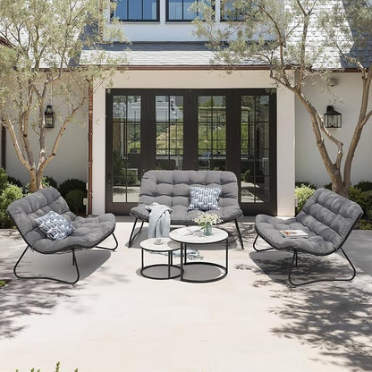 Crestlive Products Outdoor Couch，Patio Loveseat with Soft Cushions All Weather Patio Furniture for Porch/Balcony/Yard (3PC Dark Gray)
