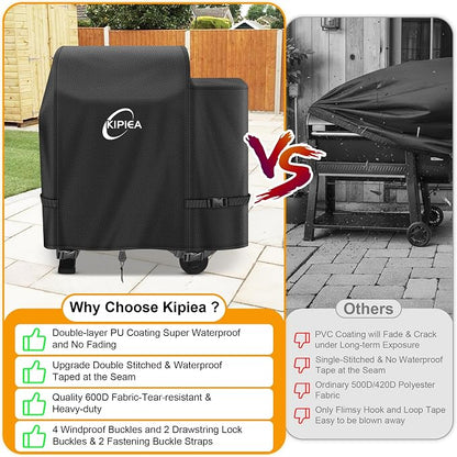 600D Pellet Grill Cover for Weber Searwood 600 & Smoque, Waterproof BBQ Smoker Cover, UV Resistant, No Tear, No Fading
