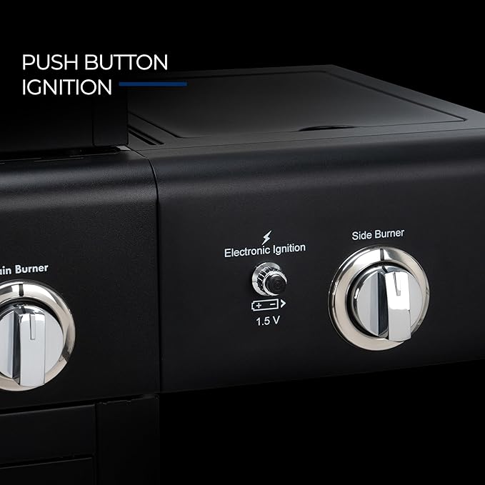 Kenmore 6-Burner Propane Gas Grill with Side Burner, 73,000 BTU Total Cooking Power, 819 Sq. In. Cooking Space, Cast Iron Grates, Warming Rack, Built-In Thermometer, For Outdoor BBQs Events, Black