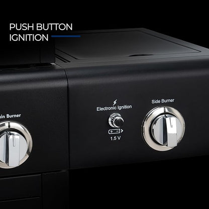 Kenmore 6-Burner Propane Gas Grill with Side Burner, 73,000 BTU Total Cooking Power, 819 Sq. In. Cooking Space, Cast Iron Grates, Warming Rack, Built-In Thermometer, For Outdoor BBQs Events, Black