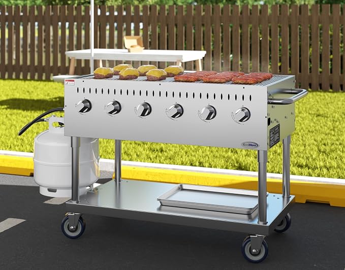 48 in. Commercial Mobile Outdoor Grill Stainless Steel, ETL Listed in Stainless-Steel (KM-CGM-48)