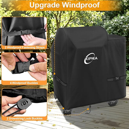 600D Pellet Grill Cover for Weber Searwood 600 & Smoque, Waterproof BBQ Smoker Cover, UV Resistant, No Tear, No Fading