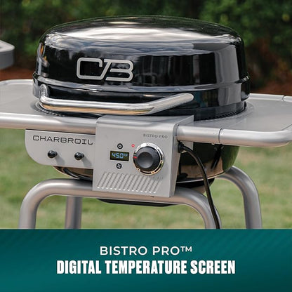 Charbroil 3-in-1 Dual Fuel Outdoor Bistro Pro Electric Grill & Griddle + Charcoal Mode BBQ, Black - 25302145