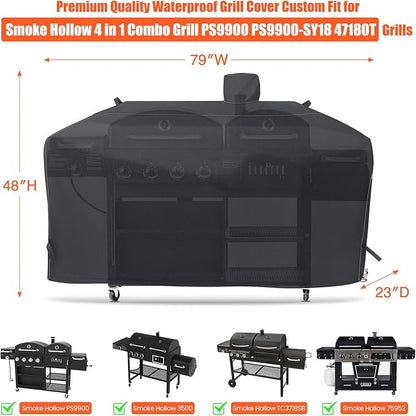 QuliMetal GC7000 Grill Cover for Smoke Hollow 4 in 1 Combo Grill PS9900, Pit Boss Memphis Ultimate Grill, PS9900-SY18 47180T, DG1100S, PB73952, 79 inch BBQ Grill Cover, All Weather Protection