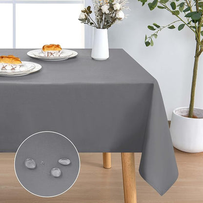 DWCN Rectangle Tablecloth - 52 x 70 Inch - Waterproof Stain and Wrinkle Resistant Washable Table Cloth, Decorative Fabric Table Cover for Kitchen Dining Room Party and Outdoor Use, Light Grey