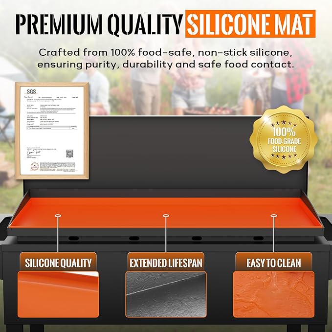 28XL Silicone Griddle Mat for Blackstone - Heavy-Duty Food-Grade Griddle Cover & Full Surface Protection, Waterproof, Rust & Dust-Proof, Essential Blackstone Griddle Accessories for Outdoor BBQ