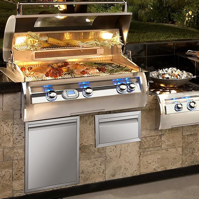 Outdoor Kitchen Drawer 14 x 8.5 x 23 inch Flush Mount BBQ Layer Drawer, Durable Stainless Steel Kitchen Drawer Outdoor Kitchen Access Drawer for BBQ Island Patio