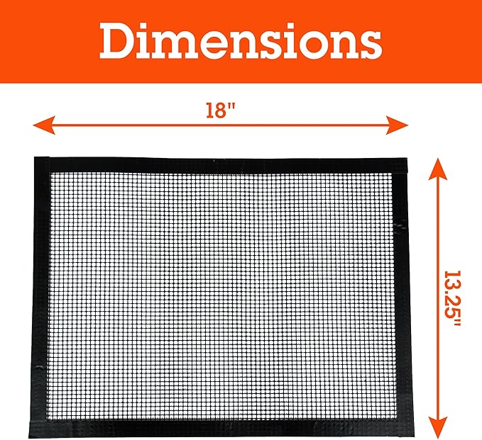 Camerons Grilling Mesh 2 Pack (13.25"x18") - Heavy Duty 100% Non-Stick Reusable Cooking Mesh - Use in Outdoor BBQ Grill & Indoor Oven - Heat Safe up to 500° F - Barbecue Grilling Gift for Fathers Day