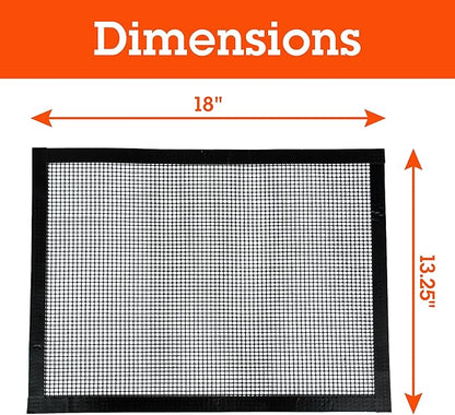 Camerons Grilling Mesh 2 Pack (13.25"x18") - Heavy Duty 100% Non-Stick Reusable Cooking Mesh - Use in Outdoor BBQ Grill & Indoor Oven - Heat Safe up to 500° F - Barbecue Grilling Gift for Fathers Day