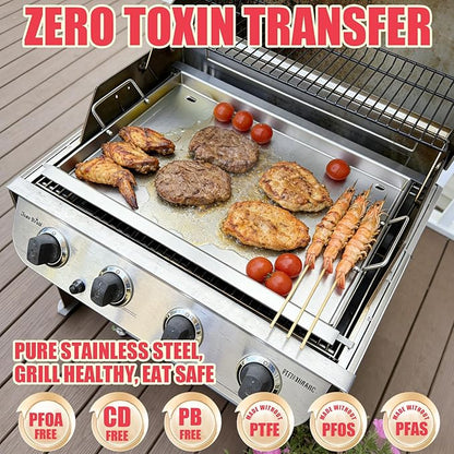 Full Size Griddle Insert for Napoleon Prestige PRO 500 & Built-in Prestige 500 Grills Accessories, BIP500RBNSS-3 P500RBPSS P500RSIBNK-3 P500 P500N Parts, 26.3"L x 17.7"W Stainless Steel Griddle Plate