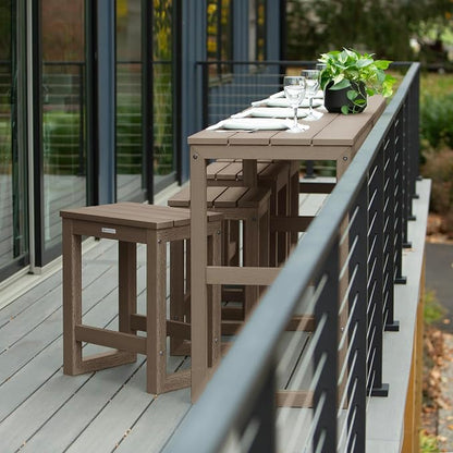 highwood Monroe 6-Piece Counter Height Modern Balcony Set, 2 Tables and 4 Stools, Woodland Brown