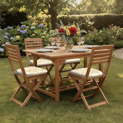 DYTXIII Set of 4 Outdoor Chair Cushions with Ties,Water Repellent Patio Chair Pads 17"x 16" for Outdoor Furniture,Round Corner Seat Cushions for Garden Yard Kitchen Tropical Leaf Oat