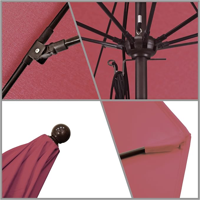 California Umbrella 11' Rd. Venture Series Contract Grade Patio Umbrella, Pulley Open, Bronze Finish, Sunbrella Hot Pink