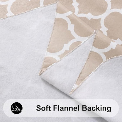 Smiry Rectangle Table Cloth, Waterproof Vinyl Tablecloths with Flannel Backing for Rectangle Tables, Wipeable Spillproof Plastic Tablecloth for Dining, Camping, Indoor and Outdoor (60"x102", Khaki)