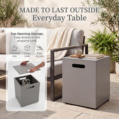 NICESOUL 40" Outdoor Square Propane Fire Pit Table with Hidden Tank Desk, 50,000 BTU Natural Gas Fireplace for Backyard Patio, CSA Certified Firepit with Tempered Glass Guard & Cover, Concrete Grey