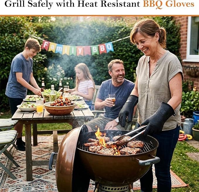 FIRE RIOT Grilling Prep & Serve Trays Set, BBQ Trays for Marinating Raw & Cooked Food with Heat Resistant Silicone Gloves & Meat Smoking Guide, Dishwasher Safe