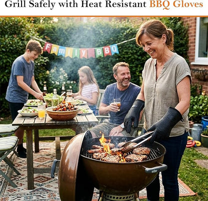 FIRE RIOT Grilling Prep & Serve Trays Set, BBQ Trays for Marinating Raw & Cooked Food with Heat Resistant Silicone Gloves & Meat Smoking Guide, Dishwasher Safe