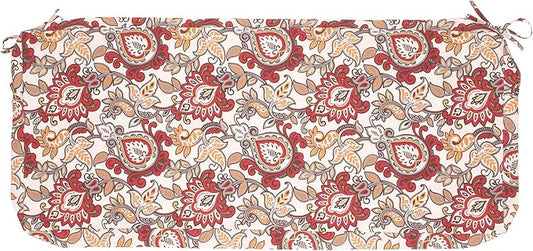 Magpie Fabrics Patio Bench Cushion Cover 45x18x3 Inch, NO Insert! Water Resistant Outdoor Loveseat Replacement Cover with Zipper (Botanical Red Orange)