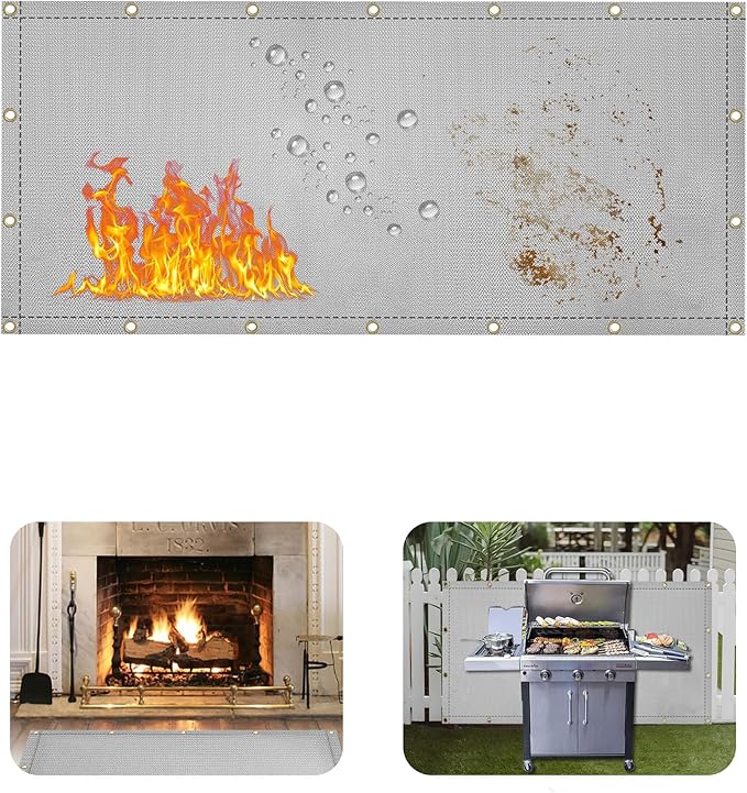 Heat Shield Behind Grill Grey Fireproof Cover and Screen Protect Deck Railing from Grill Heat Shield for Wood Stove, 3’x6’ Wall Protector for Fridge Waterproof BBQ Mat UV Resistant Privacy Screen