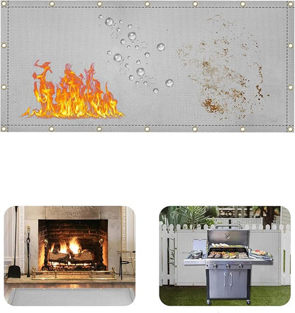Heat Shield Behind Grill Grey Fireproof Cover and Screen Protect Deck Railing from Grill Heat Shield for Wood Stove, 3’x6’ Wall Protector for Fridge Waterproof BBQ Mat UV Resistant Privacy Screen