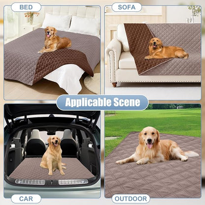 Smiry Waterproof Reversible Pet Couch Covers for Dogs | Pet Friendly, Soft Fabric, Washable Sofa Furniture Protector for Dogs Cat Kids, Checkered (30"x70", Greyish Brown/Brown)