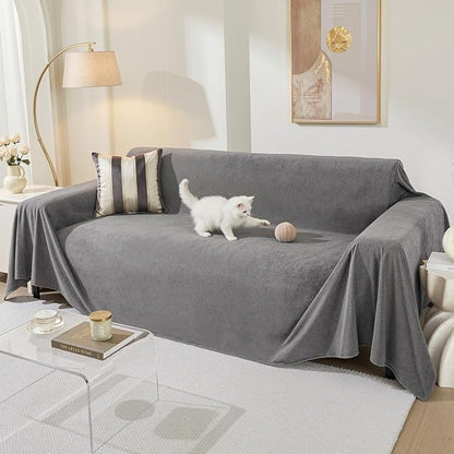 MEETSKY Couch Cover for 2 Cushion Couch, Couch Covers for Dogs Washable Non Slip Cat Scratch Proof Sectional Love Seat Covers L Shaped Soft Couch Furniture Protector for Pets, 71" x 118", Grey