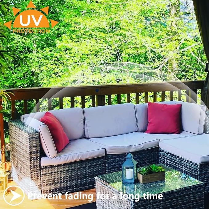 Outdoor Cushion Covers Replacement 14 Pcs, Grey | Patio Cushion Covers fit for 7Pieces 6-Seater Wicker Rattan Sectional Couch Sofa Outdoor Cushion Slipcovers Set