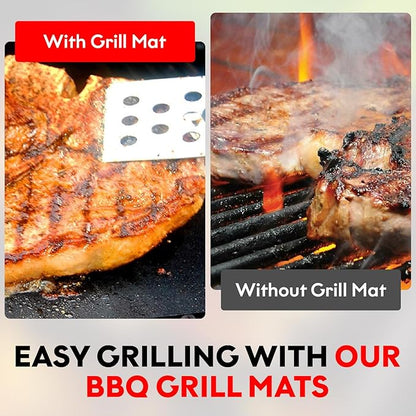 Grill Magic BBQ Grill Mat Set of 3-100% Nonstick Large Grilling Sheets - Heavy Duty Cooking Mats for Outdoor Grill Charcoal, Gas or Electric - Reusable, Extra Thick and Easy to Clean - 15.75 x 13