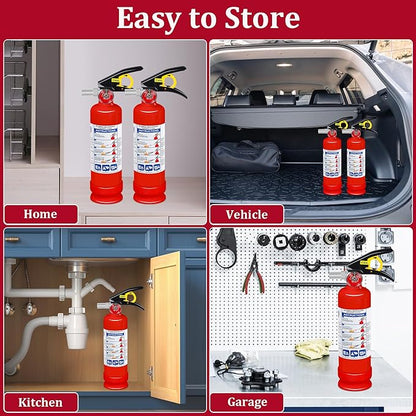 ABC Dry Chemical Fire Extinguisher, 2.5 lb 1A:10B:C Rated - Quick-Release Handle, Compact Portable Fire Safety Gear for Home Vehicle Boat RV Kitchen Grill