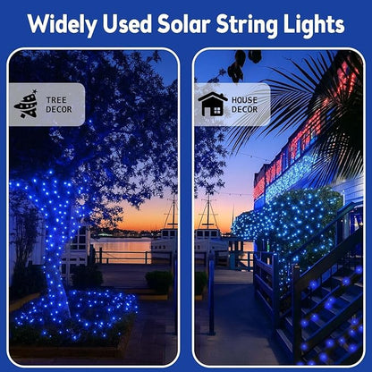 Extra-Long 144FT Solar String Lights for Outside, 2 Pack 400LED Solar Fairy Lights Outdoor Waterproof, Copper Wire with 8 Modes Solar Twinkle Lights for Tree Garden Party Patio Xmas Decor (Blue)