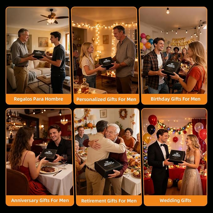Birthday Gifts for Men Whiskey Smoker Kit Bourbon Cocktail with Torch-6 Flavors Wood Chips for Old Fashioned Drinks,House Warming,Unique for Men Him,Husband,Dad,Boyfriend(No Butane)