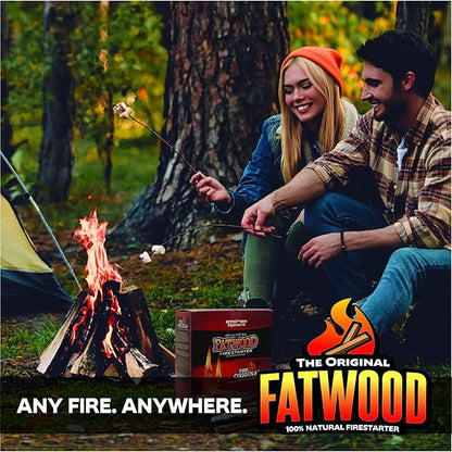 Betterwood 10lb Fatwood Natural Pine Firestarter (4 Pack) for Campfire, BBQ, or Pellet Stove; Non-Toxic and Water Resistant
