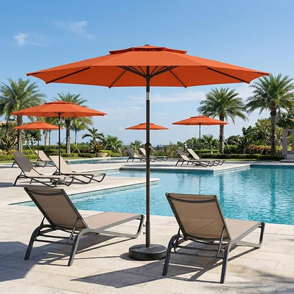 Patio Umbrella, 2 Tier Outdoor Table Umbrella, Large Vented Market Umbrellas with Push Button Tilt and Crank, 8 Sturdy Ribs for Backyard, Deck, Pool, UPF50+ UV Protection