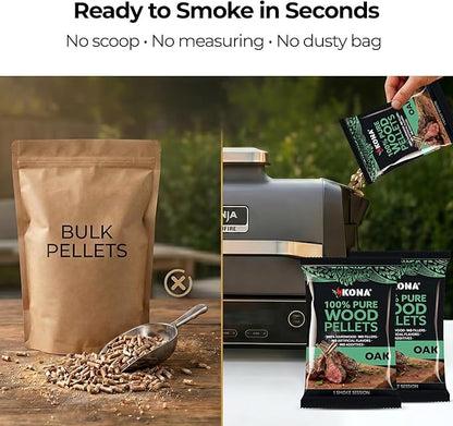 Kona Smoke Pods 100% Oak Pellets Intended for Ninja Woodfire Grill, 24 Stay-Fresh - Sealed Single-Use Pouches for No-Mess Smoking Sessions