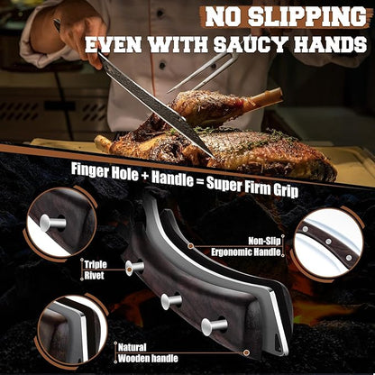 PURPLEBIRD Japanese Brisket Slicing Knife 11" - Butcher Knife for Meat Cutting Chopping, Heavy Duty Meat Knives Full Tang, Sharp BBQ Knives for Turkey Grilling Smoker, Ideal Gifts for Men Women