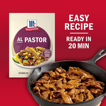 McCormick Seasoning Mix, Al Pastor, Smoky, Tangy & Savory Al Pastor for Tacos, Rice Bowls & Burritos, Ready to Serve In 20 Minutes, 0.75 oz (Pack of 12)