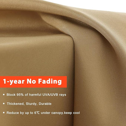 MASTERCANOPY Valance Patio Umbrella 7.5 ft Replacement Canopy for 6 Ribs-Khaki Canopy Only