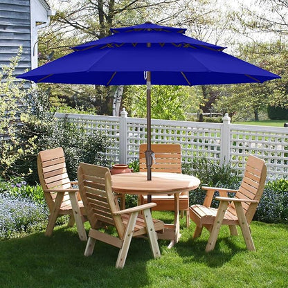 ABCCANOPY 9Ft 3 Tiers Market Umbrella, Outdoor Table Umbrella for Patio, Deck, Backyard (Blue)