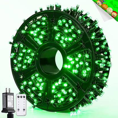 JMEXSUSS 400 LED Green Halloween Lights Outdoor with 8 Modes | 132ft Halloween String Lights Plug in with Remote, Indoor Green Christmas Lights for Tree House Xmas Halloween Decorations
