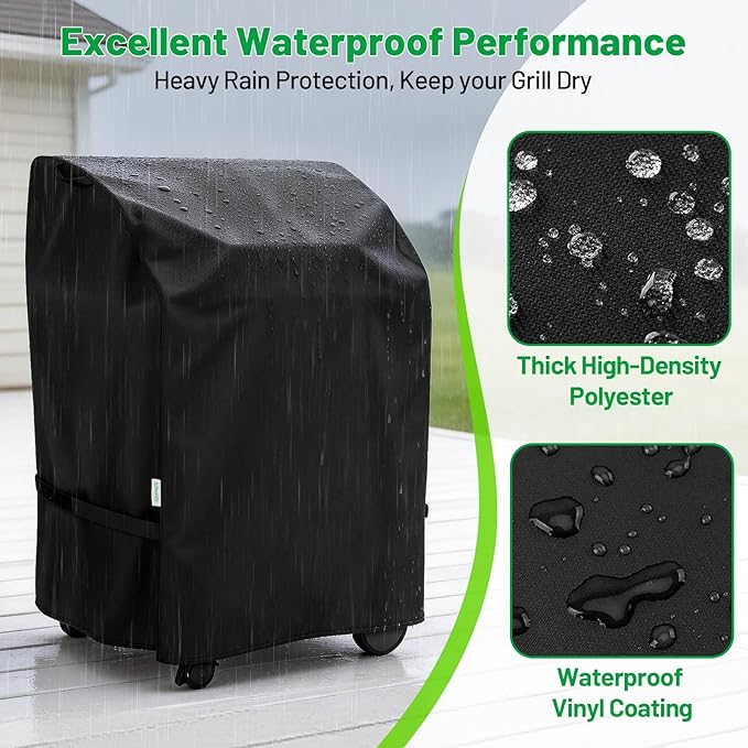 32 Inch Grill Cover, Heavy Duty BBQ Gas Grill Cover for Outdoor, All Weather Waterproof UV Protection, Fits 2 Burner Grills with Folded Shelves, Fits Weber, Nexgrill, Char-Broil