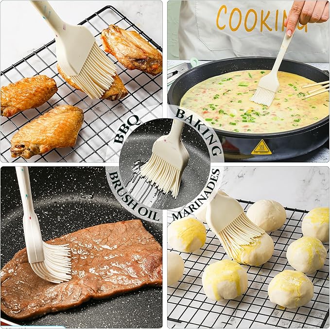Silicone Basting Brushes,Heat-Resistant Candy Colors Pastry Brush, Strong Steel Core and One-Piece Design, Perfect for BBQ, Grilling, Baking, and Kitchen Cooking, BPA-Free