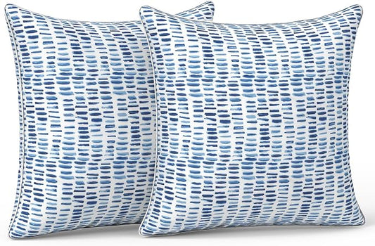 LVTXIII Outdoor Throw Pillows 20x20 Patio Waterproof Square Pillows with Piping Fade Resistant Accent Pillow for Spring Summer Garden Decoration, Set of 2, Pebble Blue