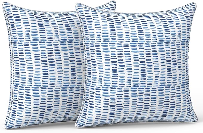 LVTXIII Pack of 2 Outdoor Throw Pillow Covers Accent Waterproof Pillow Covers ONLY, Patio Square Cushion Cases for Garden Balcony Couch Sofa Decoration 20x20 inch, Pebble Blue